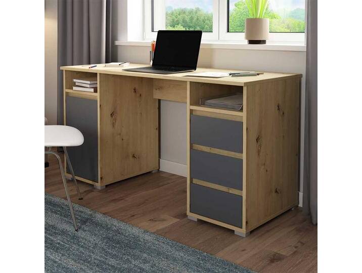 Moderner Schreibtisch in Wildeichefarben und Anthrazit 138 cm breit Moderner Schreibtisch in Wildeichefarben und Anthrazit 138 cm breit von Möbel-Exclusive