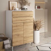 Modernes Highboard Made in Germany Wildeichefarben und Weiß von Möbel Exclusive