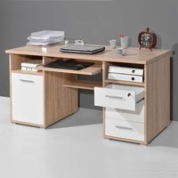 PC Schreibtisch in Eiche Sonoma Weiß von Möbel Exclusive
