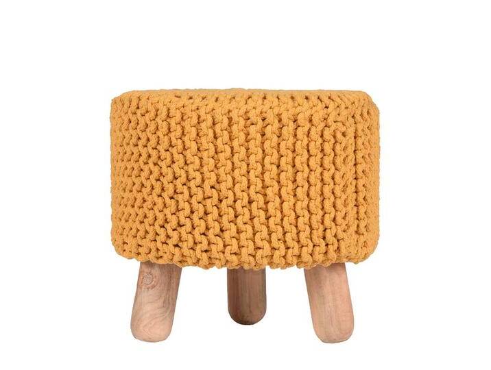 Polsterhocker in Gelb Strick Landhausstil von Möbel-Exclusive