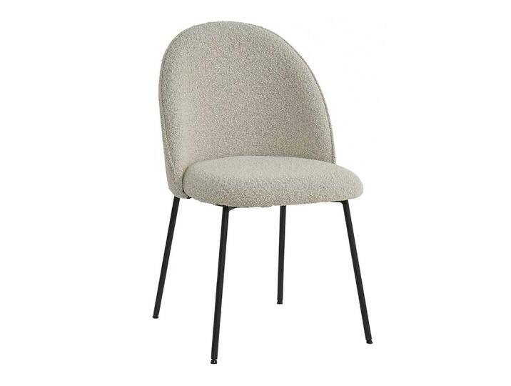 Polsterstuhl Esstischstuhl aus Boucle Stoff in Beigegrau (2er Set) von Möbel-Exclusive