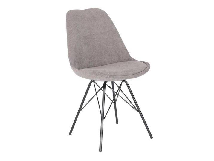 Polsterstuhl Esszimmer Grau aus Cord & Metall 49 cm Sitzhöhe (2er Set) von Möbel-Exclusive
