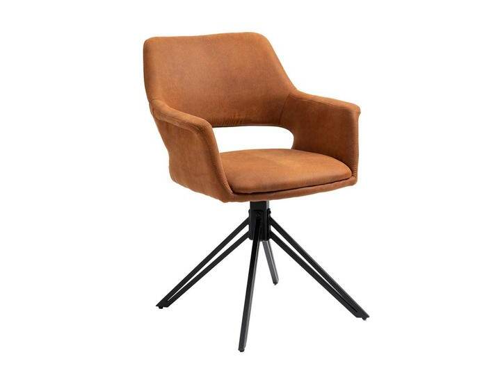 Polsterstuhl Esszimmer Set in Cognac Braun und Schwarz drehbar (2er Set) von Möbel-Exclusive