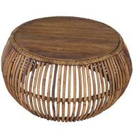 Rattan Couchtisch rund Teak massiv von Möbel Exclusive