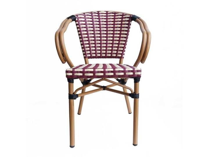 Retro Flechtsessel in Rot und Weiß Kunstrattan und Aluminium (2er Set) von Möbel-Exclusive