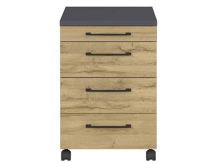 Rollcontainer in Wildeichefarben und Dunkelgrau vier Schubladen Rollcontainer in Wildeichefarben und Dunkelgrau vier Schubladen von Möbel-Exclusive