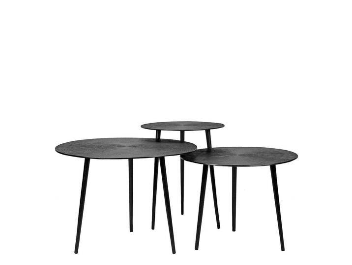 Runde Couchtische in Schwarz Metall handgearbeitet (dreiteilig) von Möbel-Exclusive