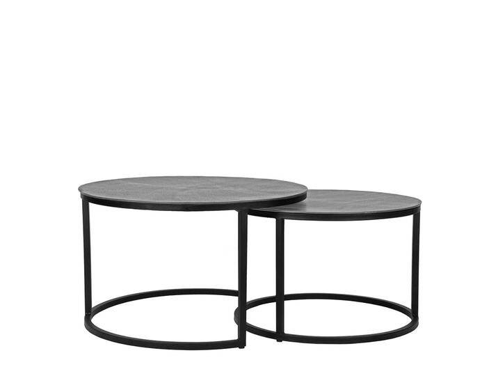 Runde Sofa Beistelltische in Grau und Schwarz Metall (zweiteilig) von Möbel-Exclusive