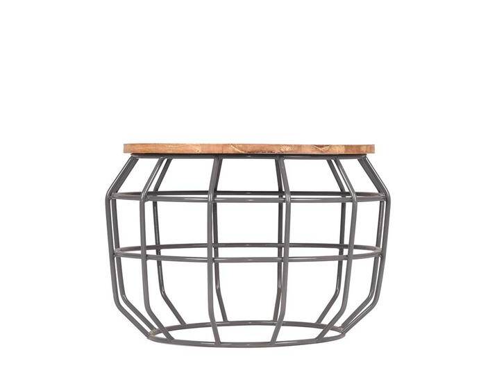 Runder Couchtisch in Grau und Mangobaum Skandi Design von Möbel-Exclusive