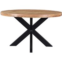 Runder Esstisch aus Mangobaum Massivholz und Metall handgearbeitet von Möbel Exclusive