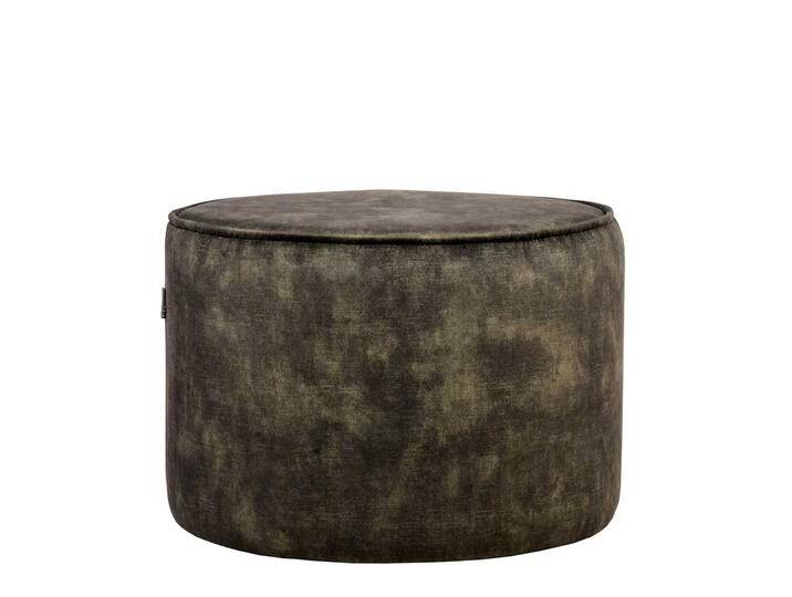 Runder Sitzpouf in Dunkelgrün Vintage Velours Bezug von Möbel-Exclusive