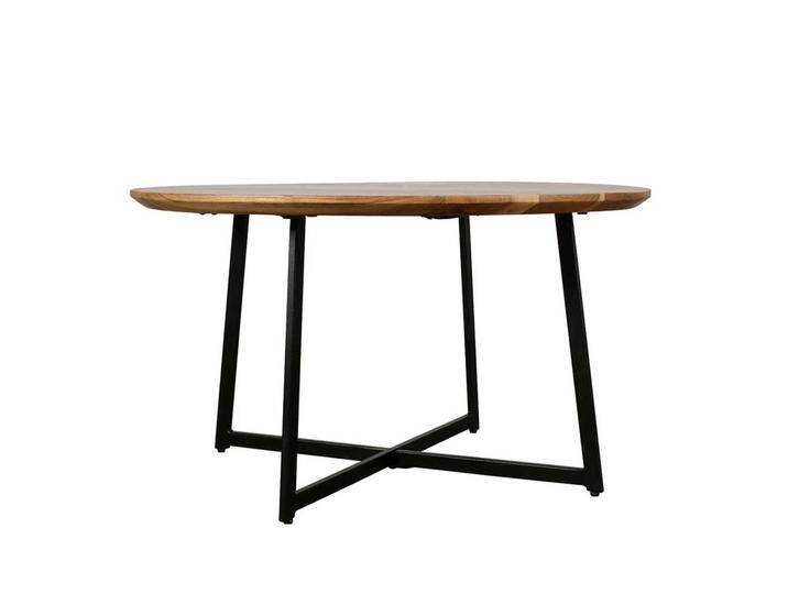 Runder Sofa Tisch aus Akazie Massivholz und Metall 80 cm Durchmesser von Möbel-Exclusive