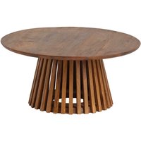 Runder Wohnzimmer Tisch aus Mangobaum Massivholz Cognac Braun von Möbel Exclusive