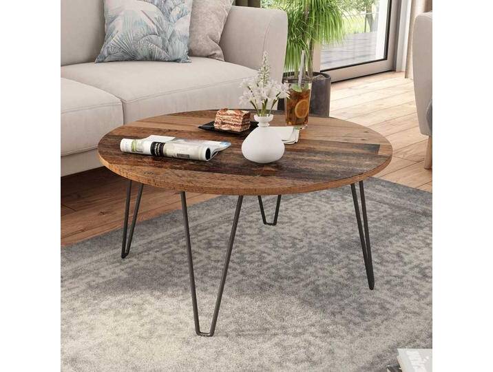 Runder Wohnzimmer Tisch im Industry und Loft Stil 80 cm breit von Möbel-Exclusive