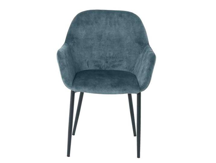 Samt Stuhl Set in Blau und Schwarz Gestell aus Metall (2er Set) von Möbel-Exclusive