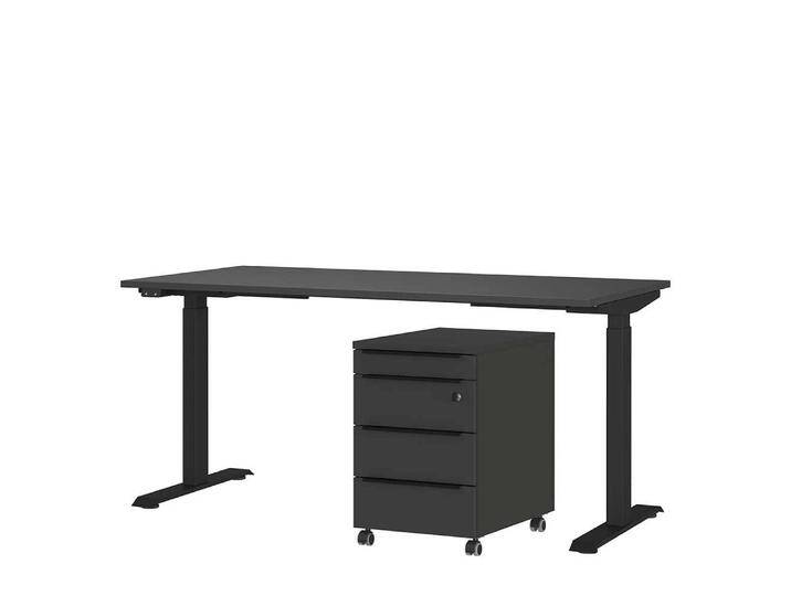 Schreibtisch Arbeitstisch in Dunkelgrau mit T Gestell von Möbel-Exclusive