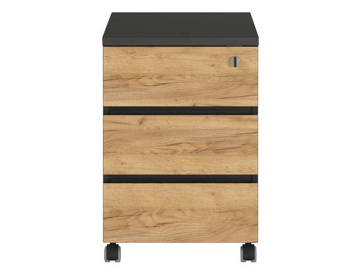 Schreibtisch Container mit drei Schubladen Wildeichefarben von Möbel-Exclusive