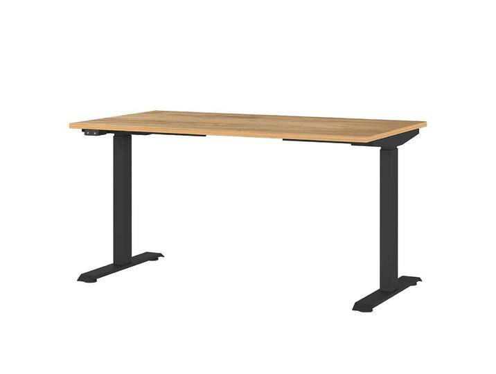 Schreibtisch Höhenverstellbarer Schreibtisch in Wildeichefarben mit T Gestell von Möbel-Exclusive