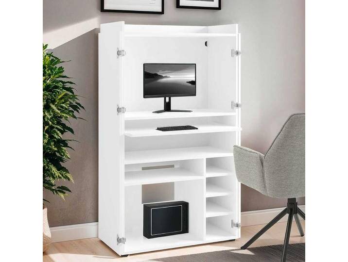 Schreibtisch Schrank Computerschrank in modernem Design und Weiß von Möbel-Exclusive