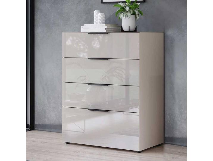 Schubladenkommode Kommode mit Kunststoff Bodengleitern glasbeschichtet von Möbel-Exclusive