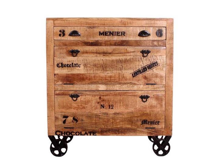 Schuhklappenschrank mit einer Schublade Mangobaum Recyclingholz von Möbel-Exclusive