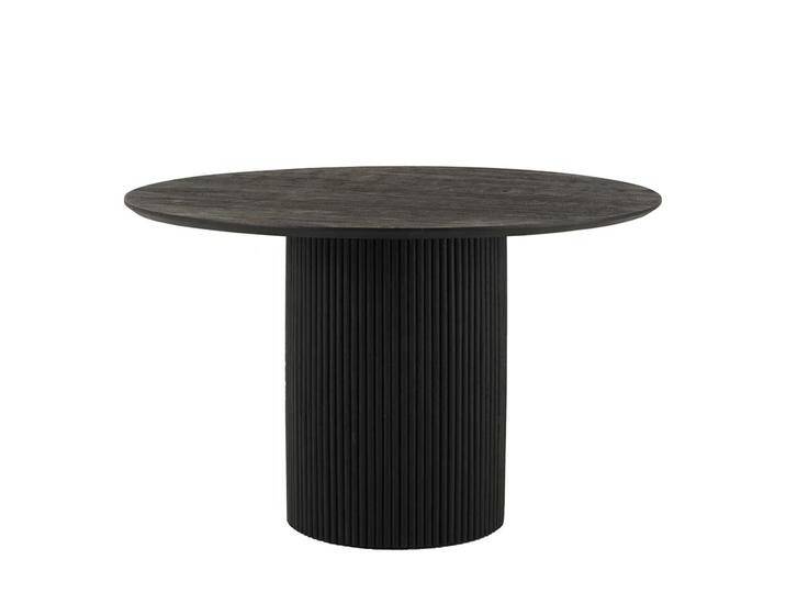 Schwarzer Tisch aus Akazie Massivholz runder Tischplatte von Möbel-Exclusive