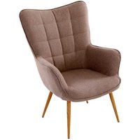 Sessel Beige im Skandi Design Vierfußgestell aus Metall von Möbel Exclusive