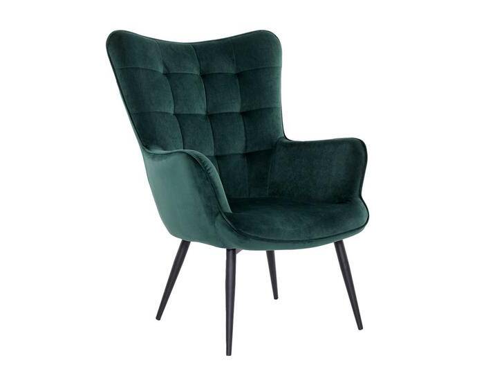 Sessel Dunkelgrün aus Samt und Metall Skandi Design von Möbel-Exclusive