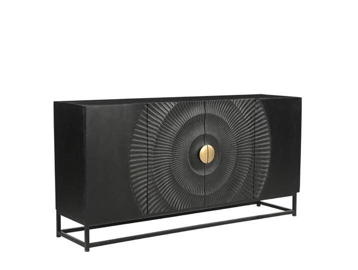 Sideboard Massivholzkommode in Schwarz und Goldfarben von Möbel-Exclusive