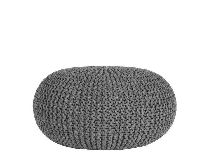 Sitzpouf in Dunkelgrau Strickstoff von Möbel-Exclusive