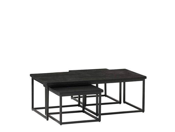 Sofa Tisch Set Industriestil in Schwarz Massivholz und Metall (dreiteilig) von Möbel-Exclusive