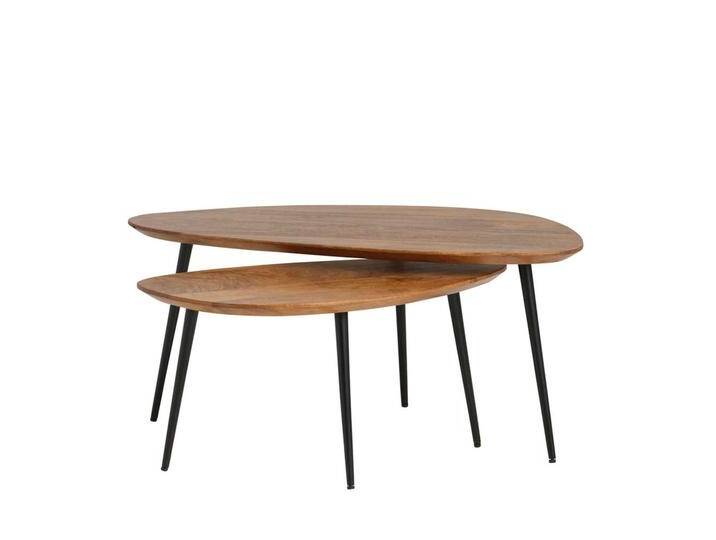 Sofa Tisch Set mit Tischplatte in Wankelform Retrostil (zweiteilig) von Möbel-Exclusive