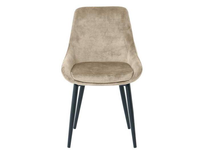 Stuhl Set Beige Samt 48 cm breit Gestell aus Metall (2er Set) von Möbel-Exclusive