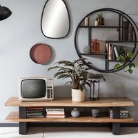TV Rack aus Akazie Massivholz und Metall 140 cm breit von Möbel Exclusive