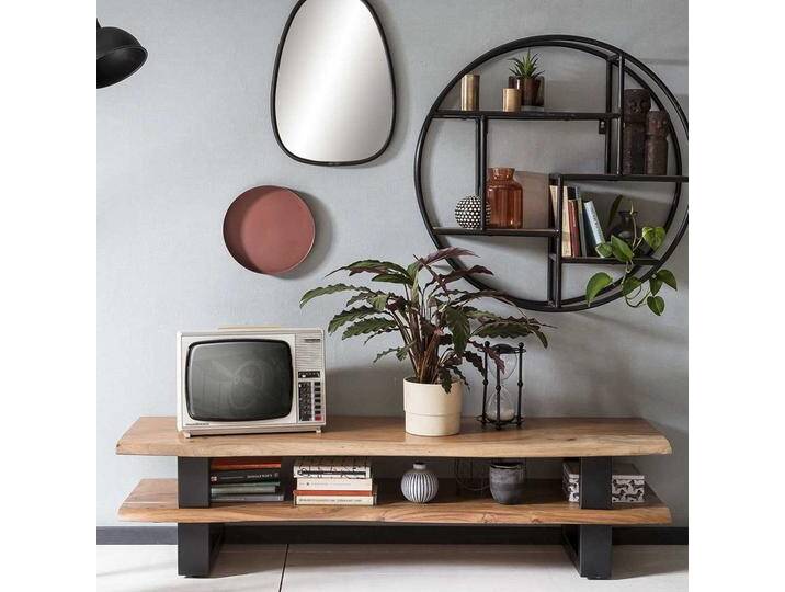 TV Rack aus Akazie Massivholz und Metall 140 cm breit von Möbel-Exclusive