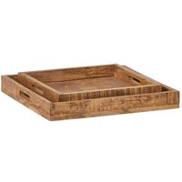 Tablett Set Mangoholz Natur im Landhausstil 50 cm breit (zweiteilig) von Möbel Exclusive