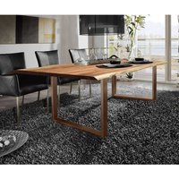 Tisch aus Akazie Massivholz und Eisen Baumkante von Möbel Exclusive