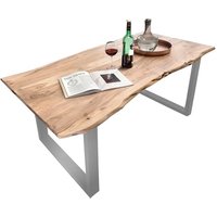 Tisch aus Akazie Massivholz und Stahl Baumkante von Möbel Exclusive