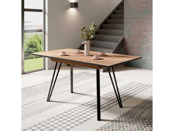 Tisch ausziehbar in modernem Design Wildeichefarben und Schwarz Tisch ausziehbar in modernem Design Wildeichefarben und Schwarz von Möbel-Exclusive