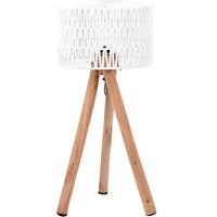 Tischleuchte mit Kordel Schirm in Weiß Massivholz Beinen von Möbel Exclusive