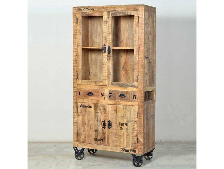 Vitrinenschrank auf Rollen Industry Style von Möbel-Exclusive