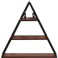 Wandregal Dreieck aus Mangobaum Massivholz Metall von Möbel Exclusive