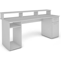 Weißer Computer Schreibtisch 180 cm breit Bildschirmaufsatz von Möbel Exclusive