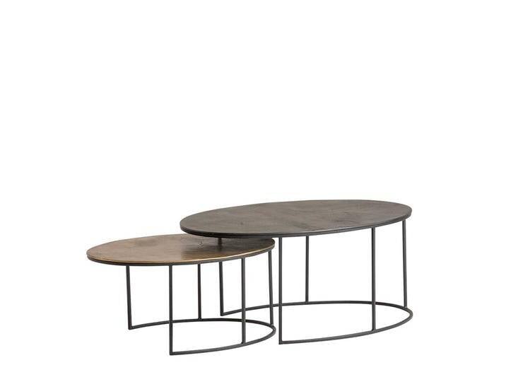 Wohnzimmer Tisch Set mit ovaler Tischplatte 46 cm hoch (zweiteilig) von Möbel-Exclusive