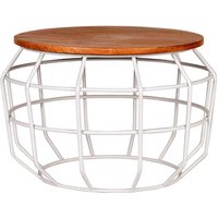 Wohnzimmer Tisch aus Mangobaum Massivholz und Metall Weiß von Möbel Exclusive