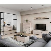 Wohnzimmereinrichtung 5-teilig in Eiche hell Schwarz (fünfteilig) von Möbel Exclusive