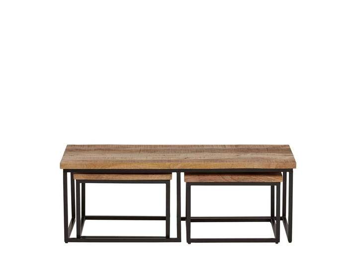 Wohnzimmertisch Set Factory aus Mangobaum Massivholz Metall (dreiteilig) von Möbel-Exclusive