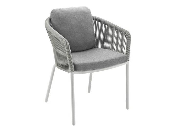Dining Sessel Loop Kissen eckig - weiß / white grey 626 - anthracite von Möbel Garten