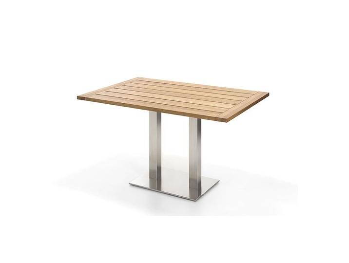 Klapptisch Bistro Edelstahl rechteckig - 120 x 81 cm Teak recycled von Möbel Garten