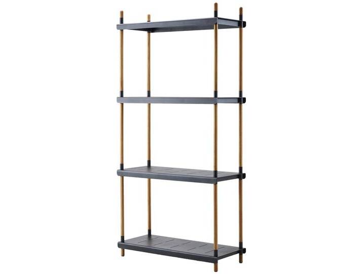 Regalsystem Frame mit 2 Böden - Höhe 204 cm TAL - Teak / Lava grey von Möbel Garten
